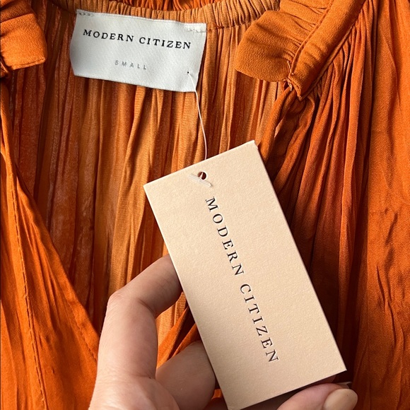 MODERN CITIZEN Hope Ruffle Midi Dress copper S - Picture 10 of 10